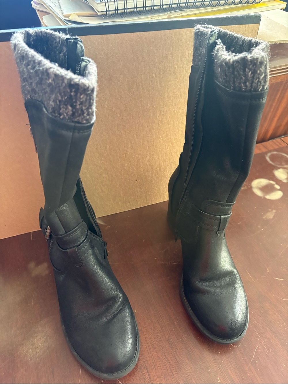 Women’s Black Tall Winter Boots with Knit Cuff